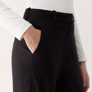Frank and Oak Jane Straight Fit High Rise Pant in Navy Blue
